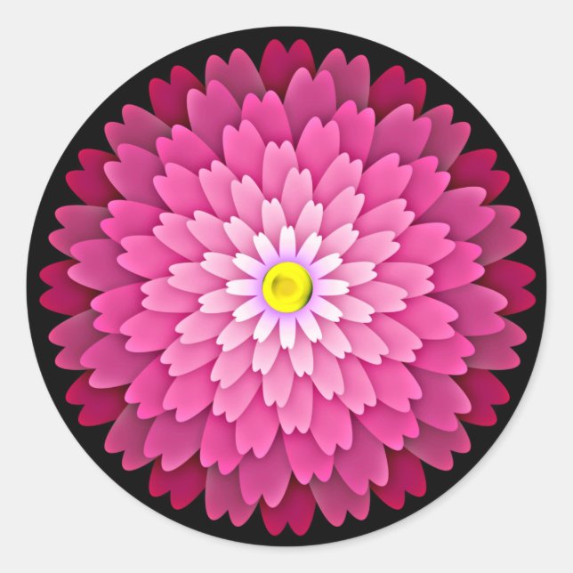 Sticker Rond Fleur rose (Devant)