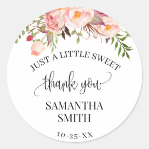 Sticker Rond Fleur rose Boho Chic Baby shower Party Favoriser
