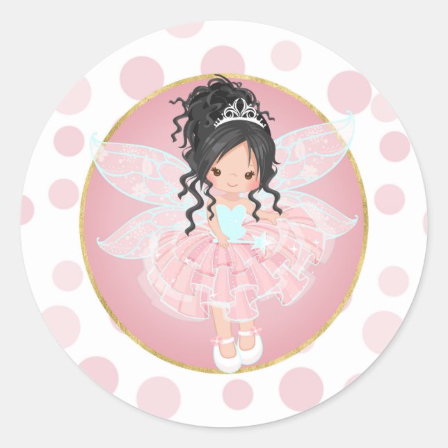 Sticker Rond Fleur rose cheveux noir (Devant)