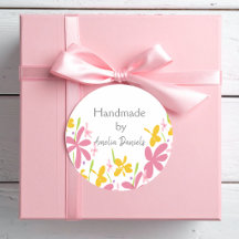 Fleur rose et jaune Monogramme Fabriqué à la main 