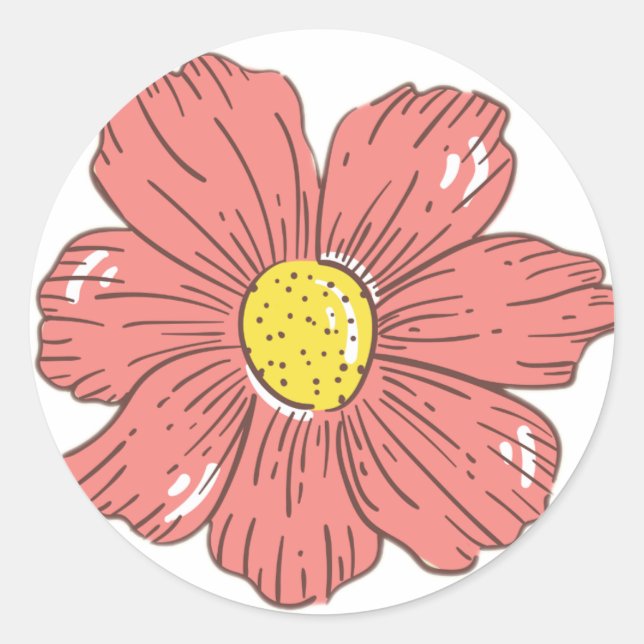 Sticker Rond Fleur rouge (Devant)