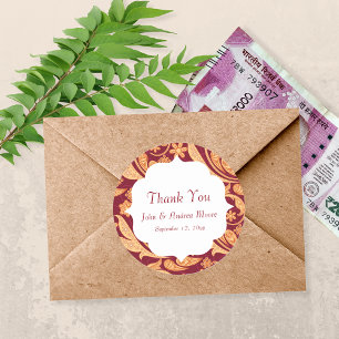 Sticker Rond Fleur rouge Henné mariage Faveur