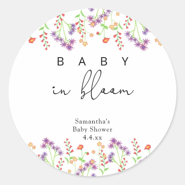 Sticker Rond Fleur sauvage - Bébé en fleurs (Devant)