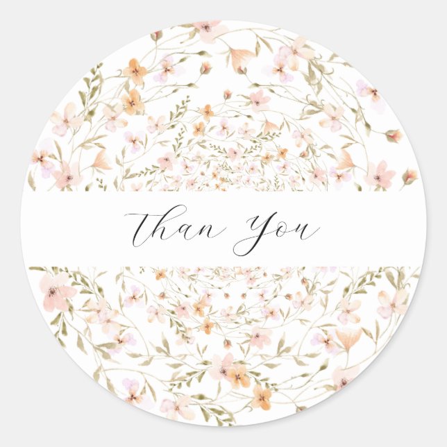 Sticker Rond Fleur sauvage Boho Floral Mariage (Devant)