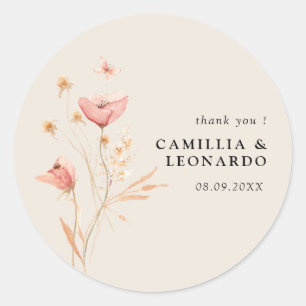 Sticker Rond Fleur sauvage Boho Floral Mariage