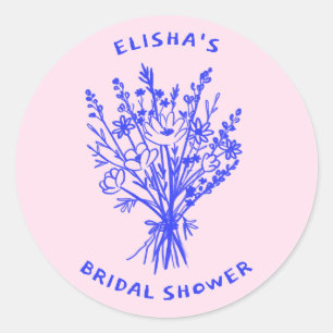 Sticker Rond Fleur sauvage Bouquet Rustique Whimsical Fête des 