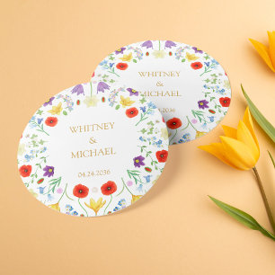 Sticker Rond Fleur sauvage coloré Blanc Rustique Rustique Maria