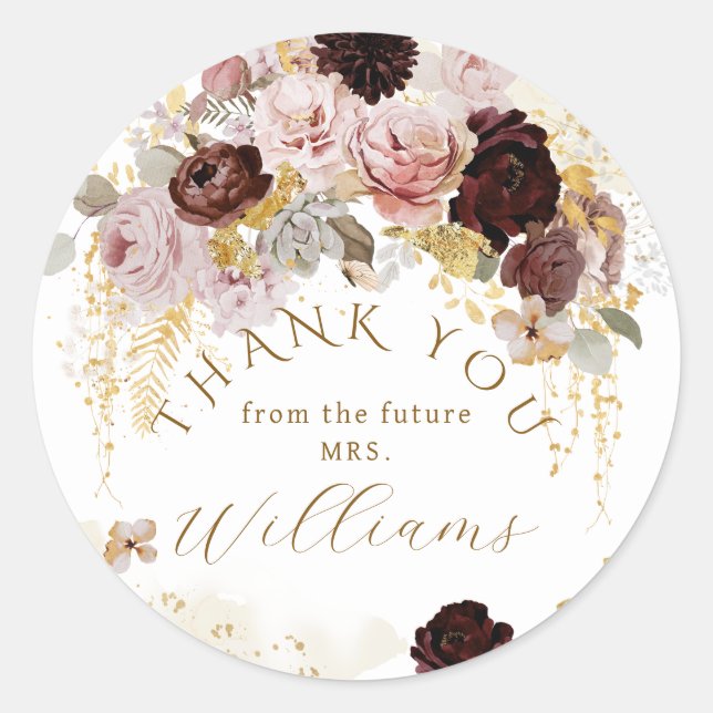 Sticker Rond Fleur sauvage d'automne Fête des mariées Florale o (Devant)