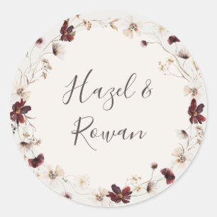 Sticker Rond Fleur sauvage de Cuivre Bourgogne   Mariage beige