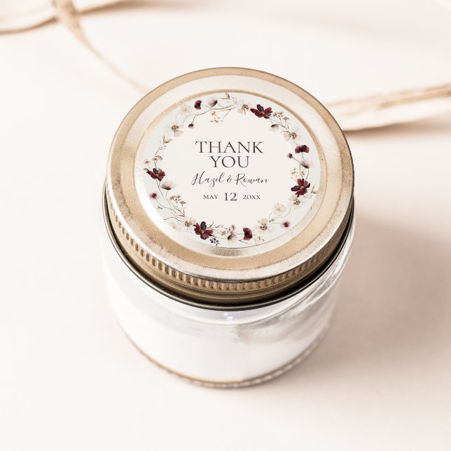 Sticker Rond Fleur sauvage de Cuivre Bourgogne | Merci beige Fa (Créateur téléchargé)