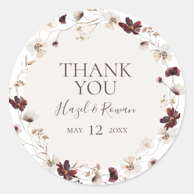 Sticker Rond Fleur sauvage de Cuivre Bourgogne | Merci Favor (Devant)