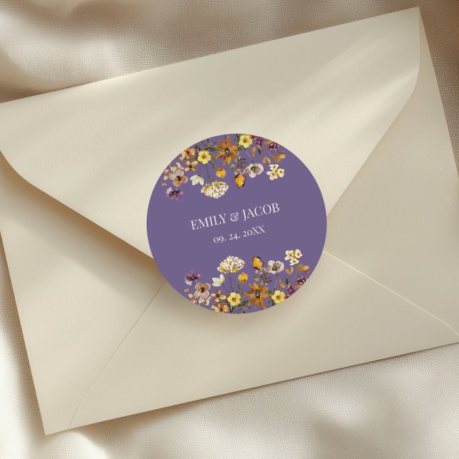 Sticker Rond Fleur sauvage de lavande Mariage Boho (Créateur téléchargé)