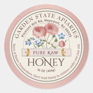 Sticker Rond Fleur sauvage de miel et information sur le stocka