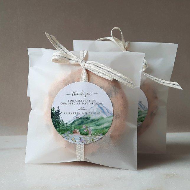 Sticker Rond Fleur sauvage de montagne rustique | Faveur de mar (Créateur téléchargé)