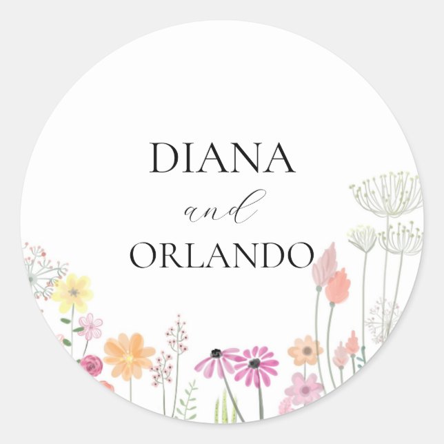 Sticker Rond Fleur sauvage de printemps coloré (Devant)