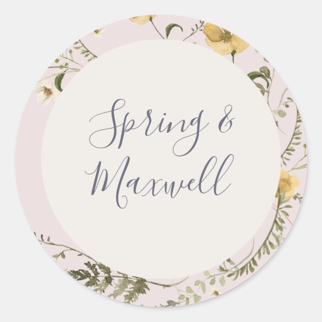 Sticker Rond Fleur sauvage de printemps | Phoques d'enveloppe M (Devant)