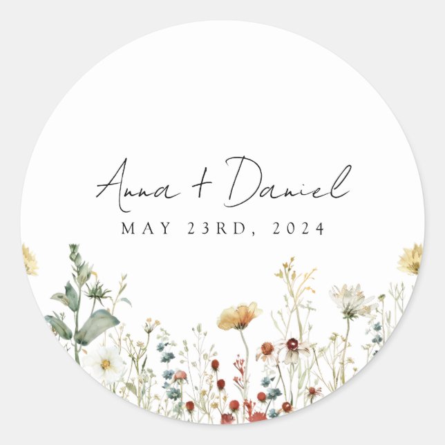 Sticker Rond Fleur sauvage d'été Mariage de terrain (Devant)