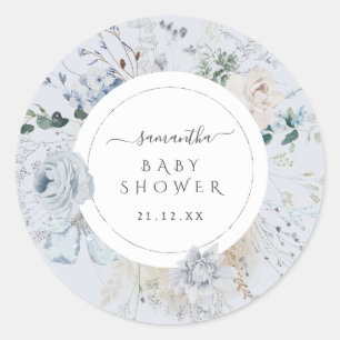 Sticker Rond Fleur sauvage d'hiver Elegant Baby shower Boho