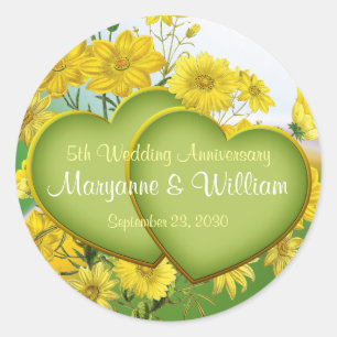 Sticker Rond fleur sauvage du 5e anniversaire du Mariage