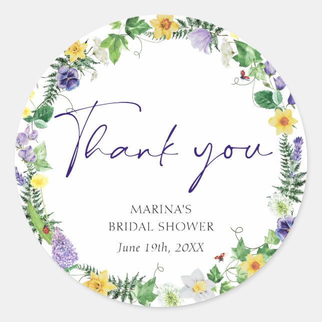 Sticker Rond Fleur Sauvage Élégante (Devant)