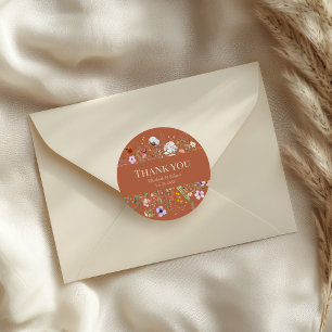 Sticker Rond Fleur sauvage en terre cuite Merci Mariage Meadow