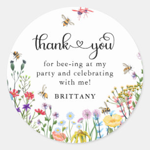 Sticker Rond Fleur sauvage et Anniversaire de enfant BumbleBee