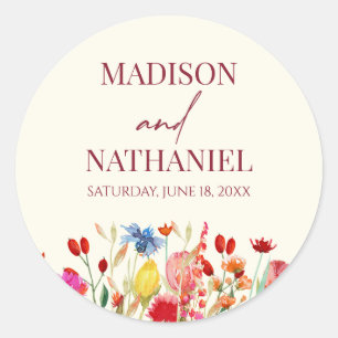 Sticker Rond Fleur sauvage Fleur Fleur Flore Jardin Mariage