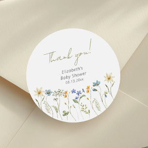 Sticker Rond Fleur sauvage Floral Neutral Baby shower
