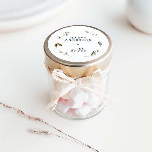 Sticker Rond Fleur sauvage florale élégante minimale enregistre (Créateur téléchargé)