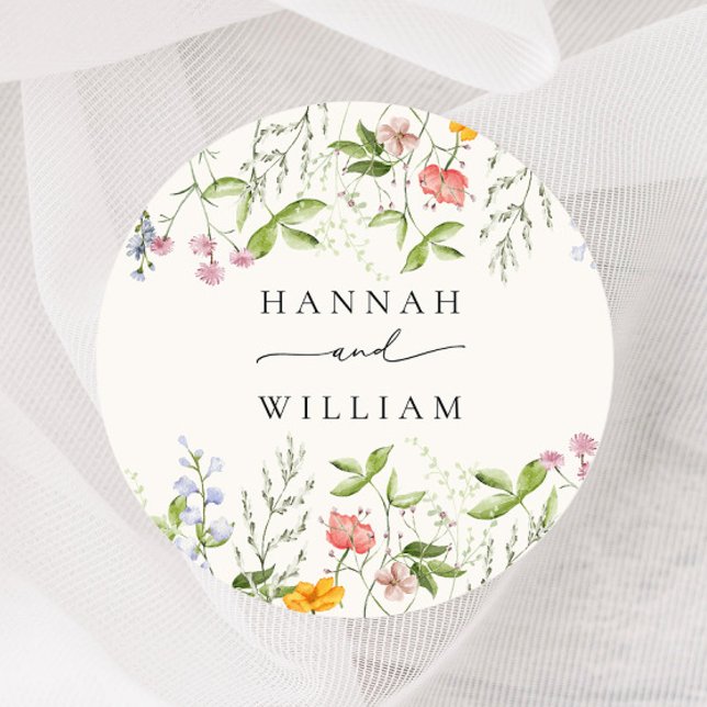 Sticker rond fleur sauvage Mariage classique (Créateur téléchargé)