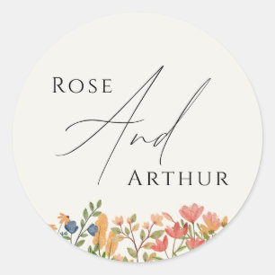 Sticker rond fleur sauvage Mariage de script class