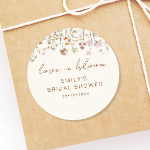 Sticker Rond Fleur sauvage Merci Fête des mariées Amour En Fleu