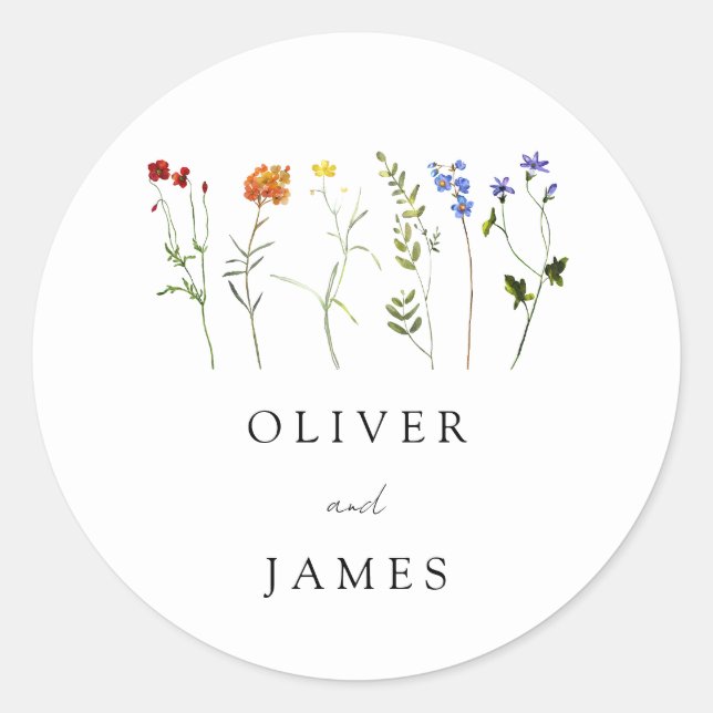 Sticker Rond Fleur sauvage minimal LGBTQ Gay pride Floral Maria (Devant)