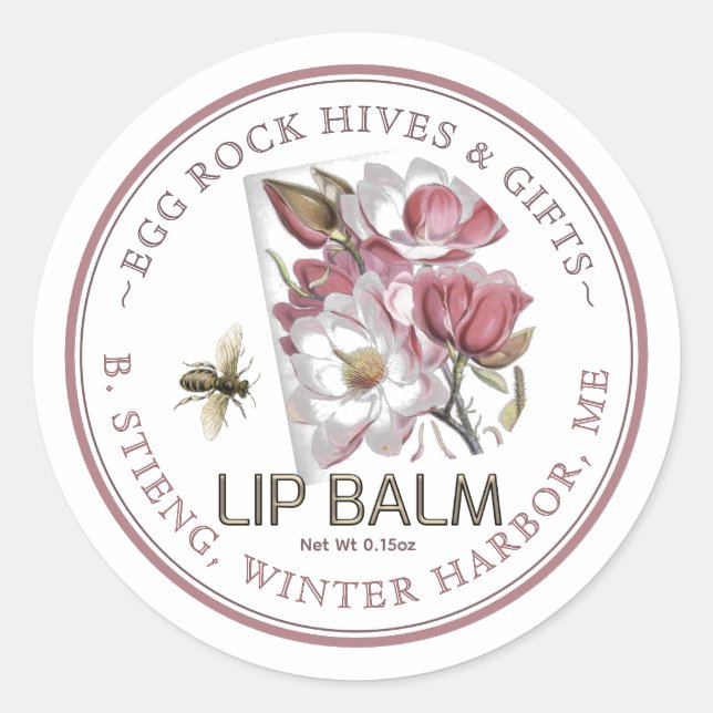 Sticker Rond Fleur sauvage modifiable Beeswax Lip Balm Étiquett (Devant)