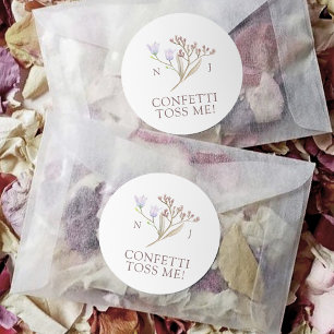 Sticker Rond Fleur sauvage monogramme confetti me jeter mariage