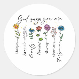 Sticker Rond Fleur Sauvage Religieuse Chrétienne Inspirante Foi