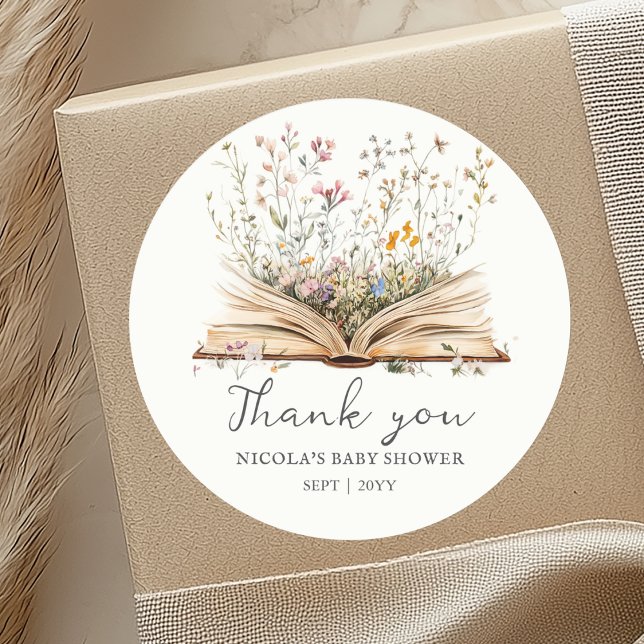 Sticker Rond Fleur sauvage | Réserver Thème Baby shower Favoris (Créateur téléchargé)