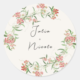 Sticker Rond Fleur sauvage rose Rose Spring Garland Mariage