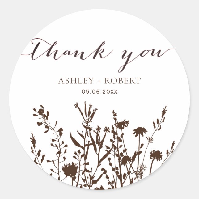 Sticker Rond Fleur sauvage Rustique Automne Meadow Wedding Favo (Devant)