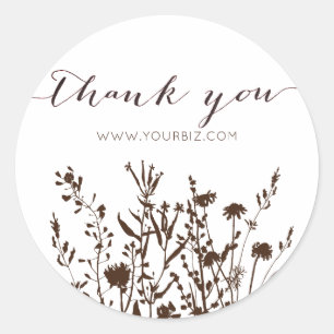 Sticker Rond Fleur sauvage rustique Herbe Terre Merci Floral