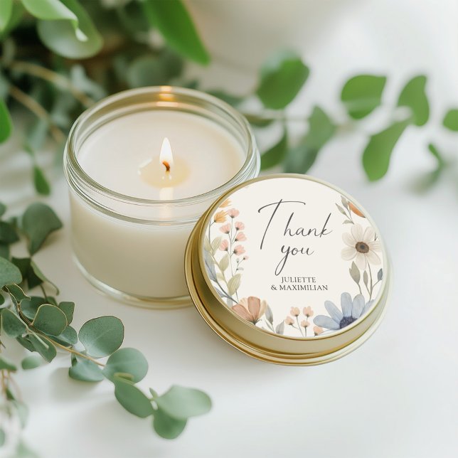 Sticker Rond Fleur sauvage rustique Wreath Merci mariage Faveur (Créateur téléchargé)