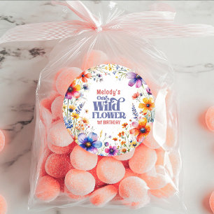 Sticker Rond Fleur sauvage Wild One 1er anniversaire 