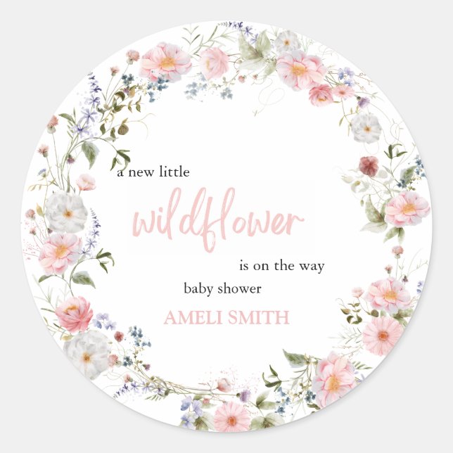 Sticker Rond Fleur sauvage Wreath Babyshower (Devant)