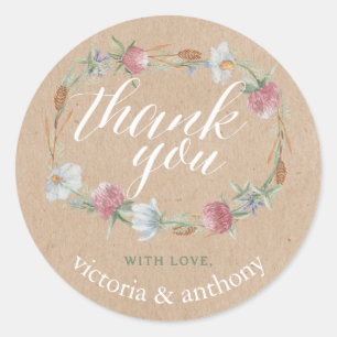 Sticker Rond Fleur sauvage Wreath Sur Le Mariage campagnard Kra