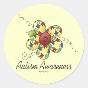 Sticker Rond Fleur sensibilisation sur l'autisme