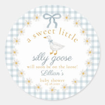 Fleur Silly Goose en ruban Baby Shower Gingham ble