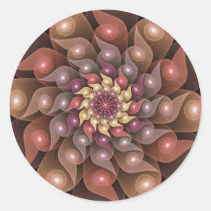 Sticker Rond Fleur surréaliste brillante Art fractal abstrait m