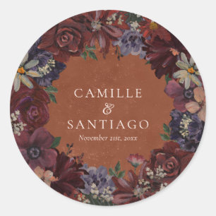 Sticker Rond Fleur Terracotta Rustique 