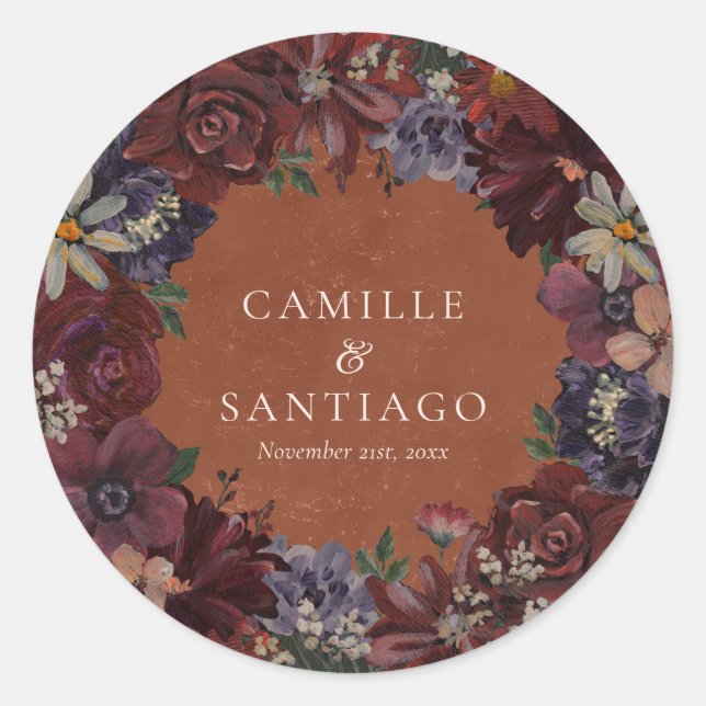 Sticker Rond Fleur Terracotta Rustique  (Devant)