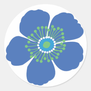 Sticker Rond Fleur tropicale bleue